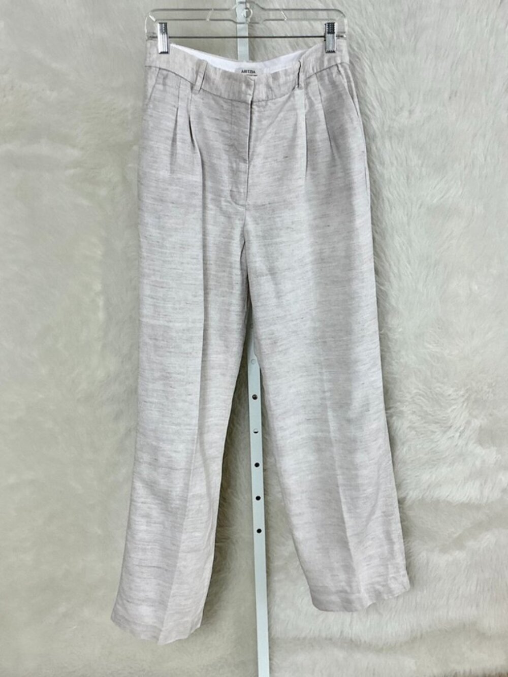 Aritzia Ivory Cream Linen Blend Pleated The Effortless Pant 10